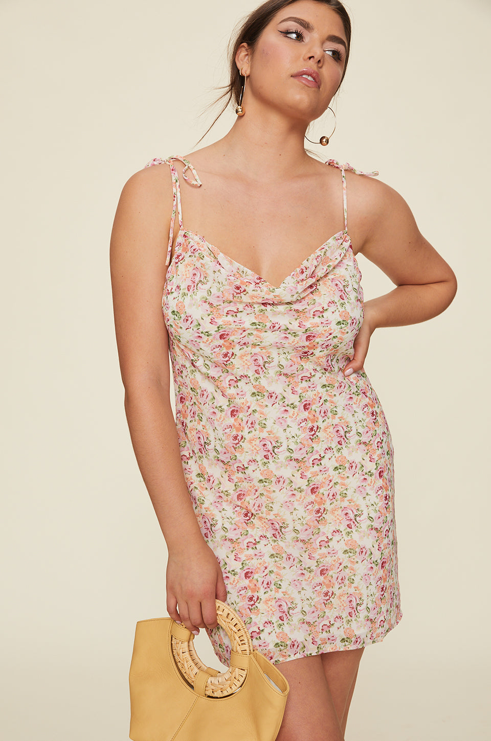 Cowl Mini Slip Dress in Lizz Floral – LPA